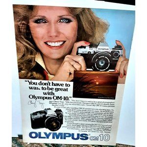 1981 Cheryl Tiegs Olympus OM10 Camera Original Print Ad Vintage